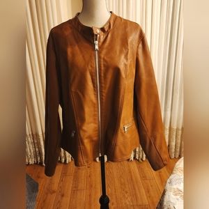 Women's new Pleather Tan Jacket